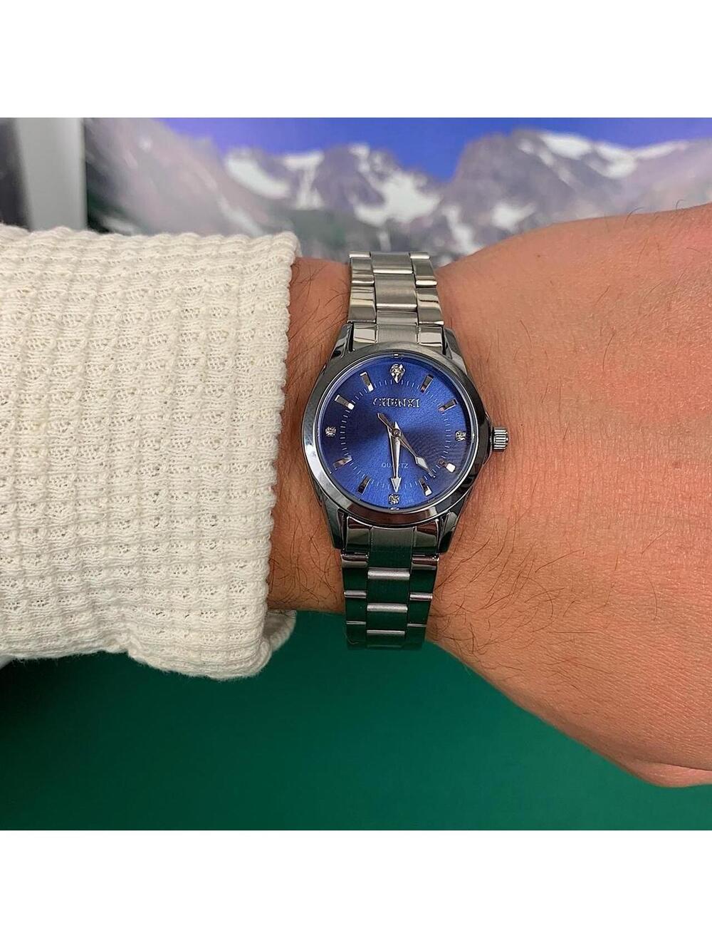 Silver Classy Quartz Round Blue Stainless Steel Watch. Stainless steel - Picture 4 of 8